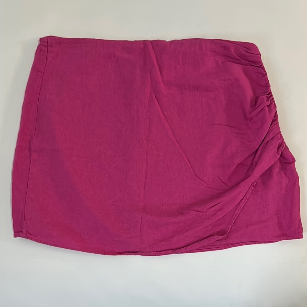 Zara Pink Ruched Pencil Mini Skirt Night Out
